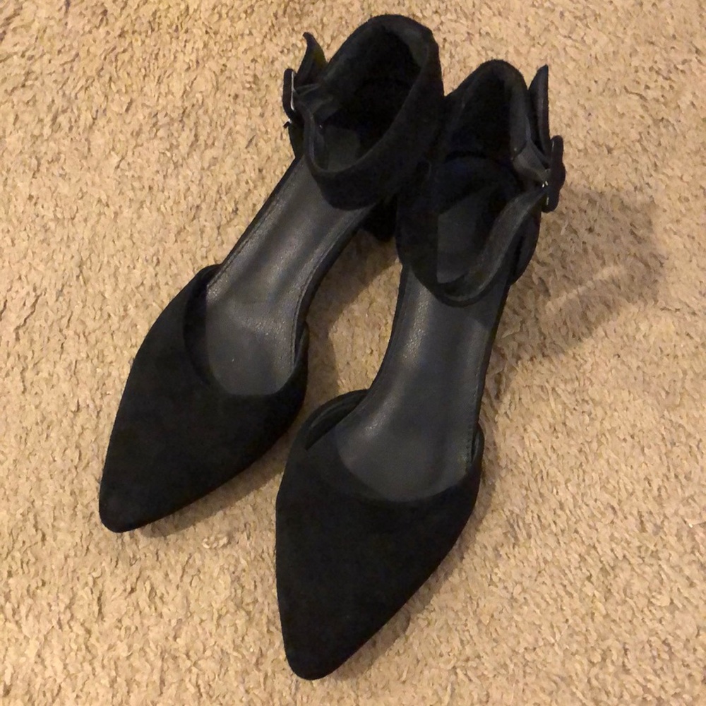 Black Suede Ankle Strap Heels